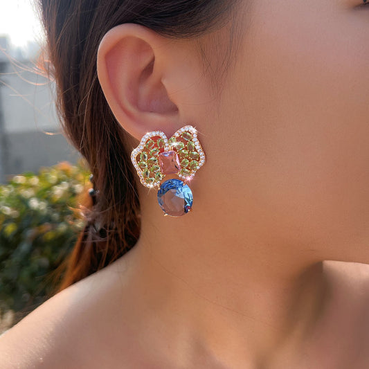 Fiorella Crystal Bow Drop Earrings