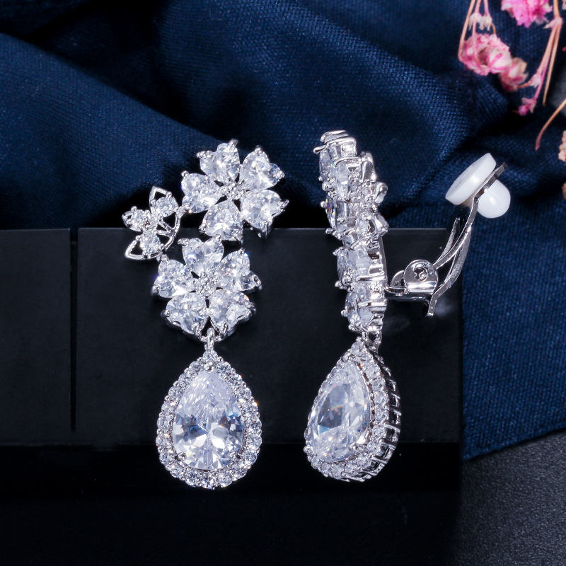 Clarette Bridal Flower Clip-On Earrings