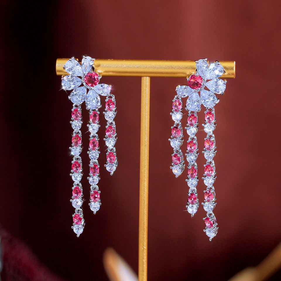 Amarena Crystal Tassel Earrings