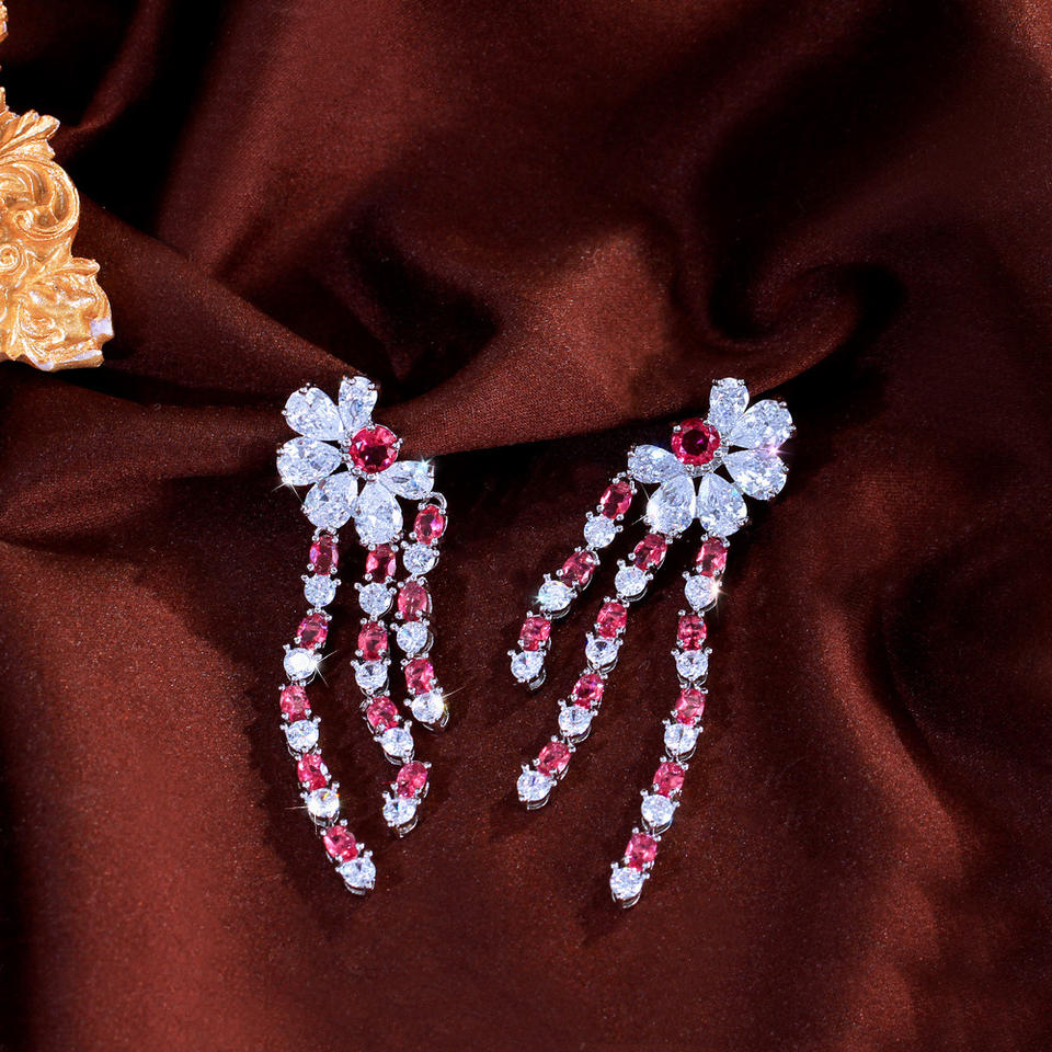 Amarena Crystal Tassel Earrings