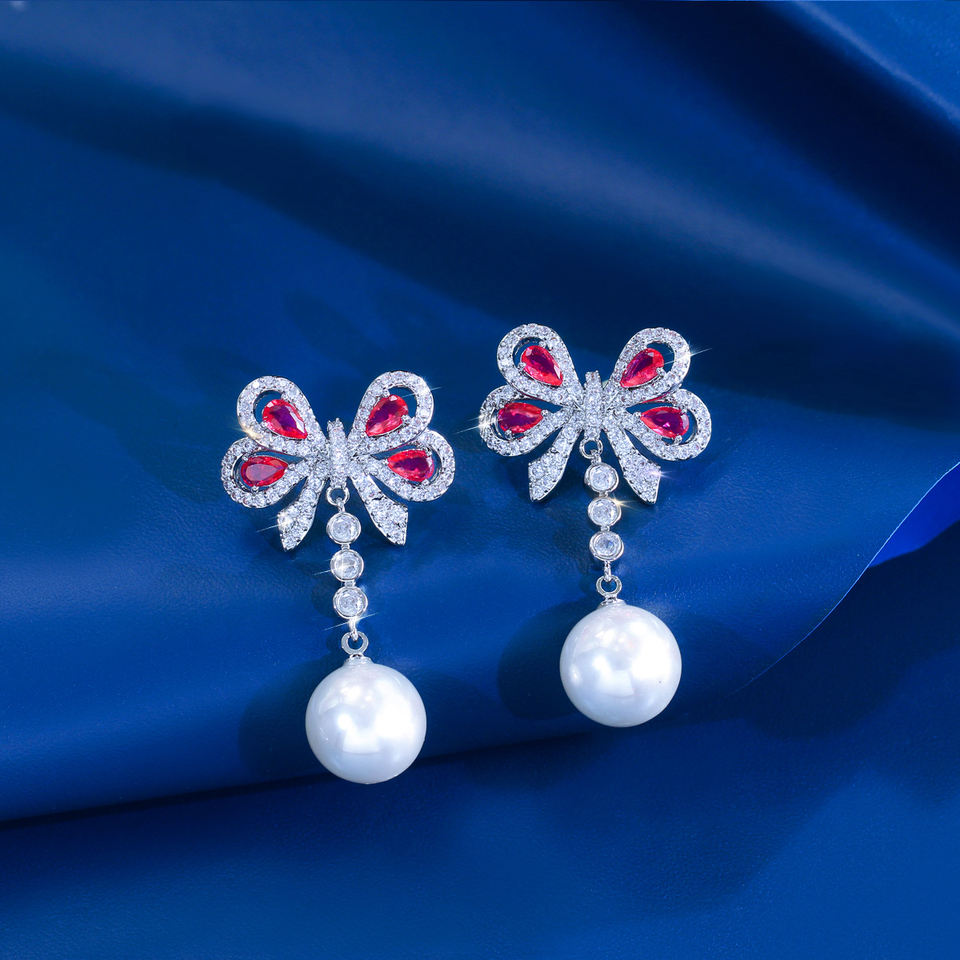 Rosine Butterfly Bow Pearl Earrings