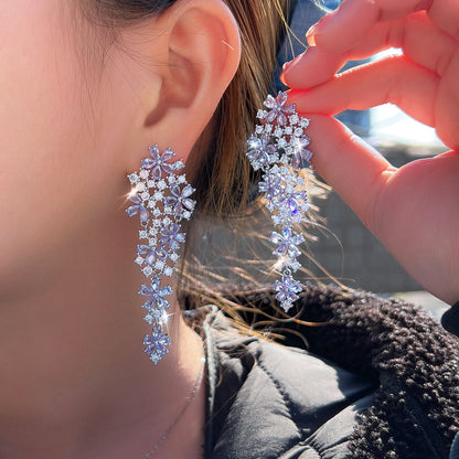 Amethysta Floral Crystal Drop Earrings