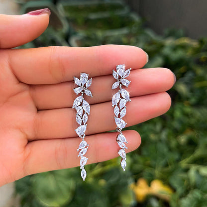 Liora Crystal Leaf Tassel Earrings