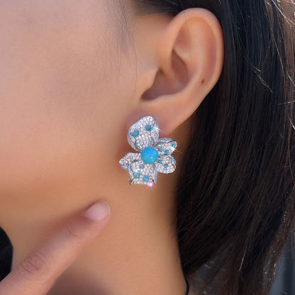 Azura Pavé Floral Drop Earrings