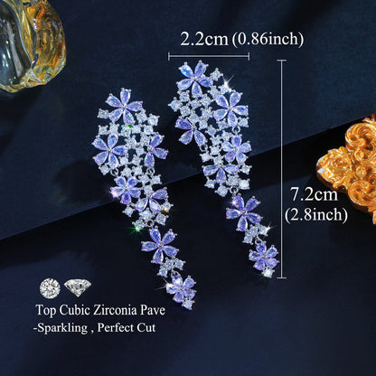 Amethysta Floral Crystal Drop Earrings