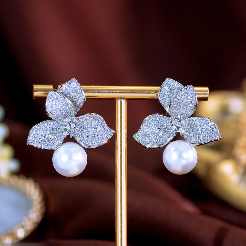 Florence Bloom Pearl Drop Earrings