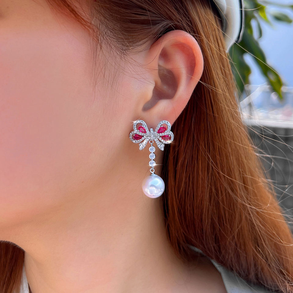 Rosine Butterfly Bow Pearl Earrings