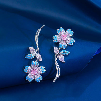 Turchesa Pink Heart Floral Earrings