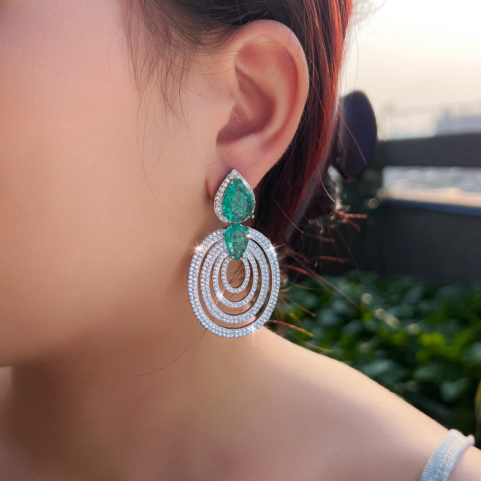 Celeste Green Water Drop Earrings