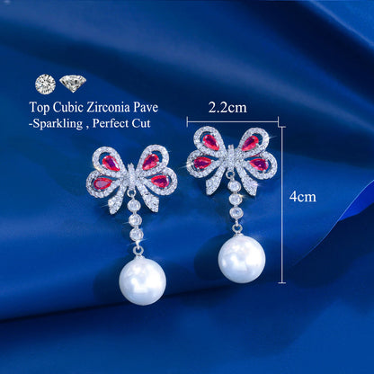 Rosine Butterfly Bow Pearl Earrings