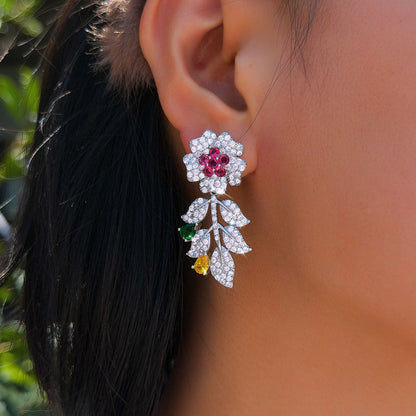 Roselle Pavé Floral Drop Earrings