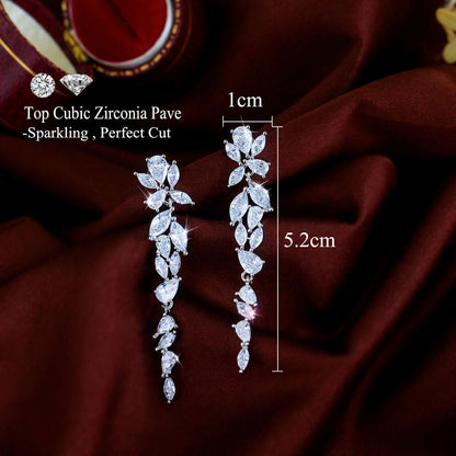 Liora Crystal Leaf Tassel Earrings
