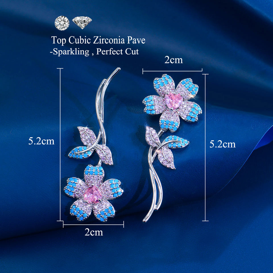 Turchesa Pink Heart Floral Earrings