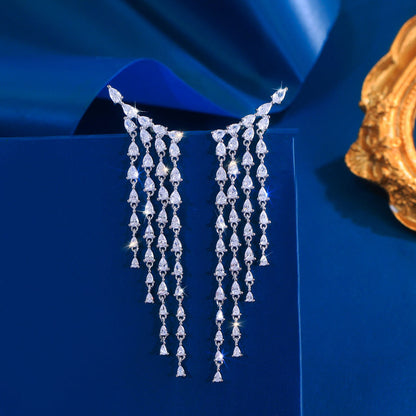 Marielle White Tassel Bridal Earrings