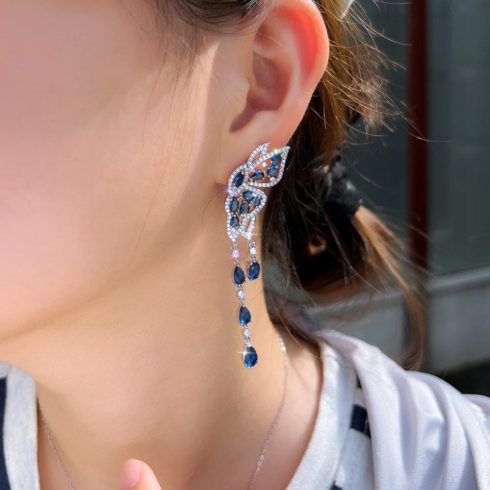 Azurine Butterfly Drop Earrings