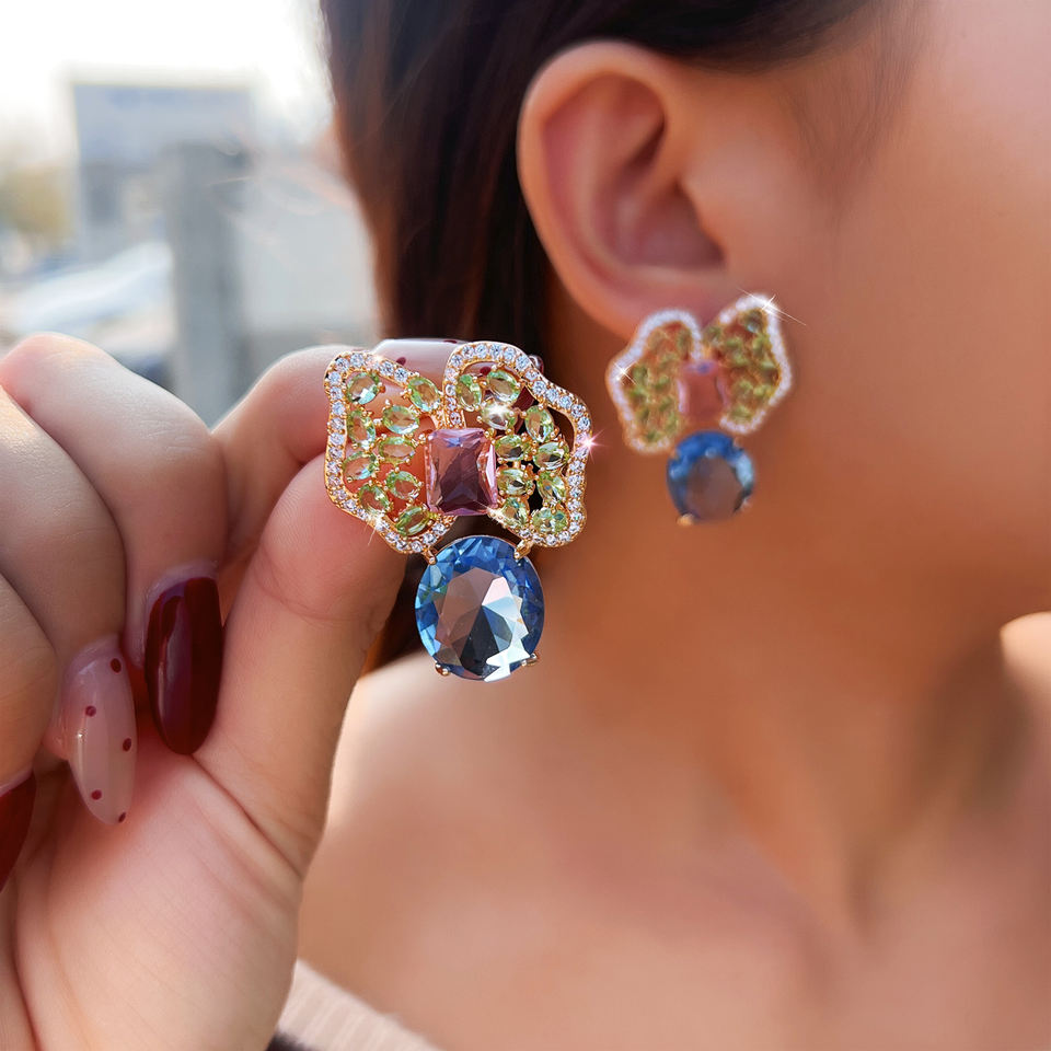 Fiorella Crystal Bow Drop Earrings