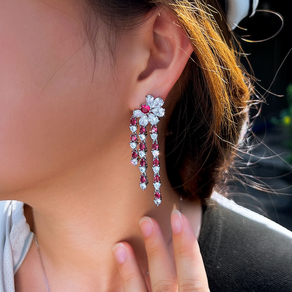 Amarena Crystal Tassel Earrings