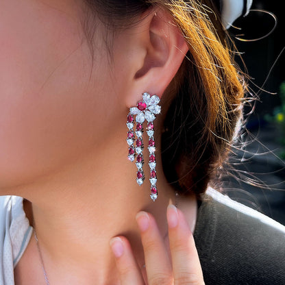 Amarena Crystal Tassel Earrings