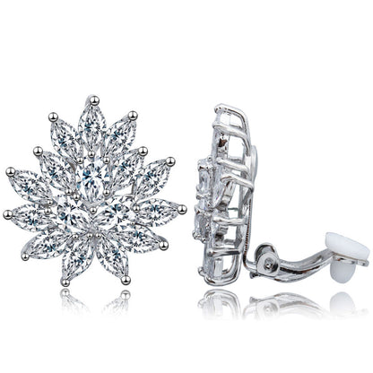 Solenne Flower Crystal Clip-On Earrings