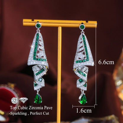 Verelle Geometric Emerald Drop Earrings