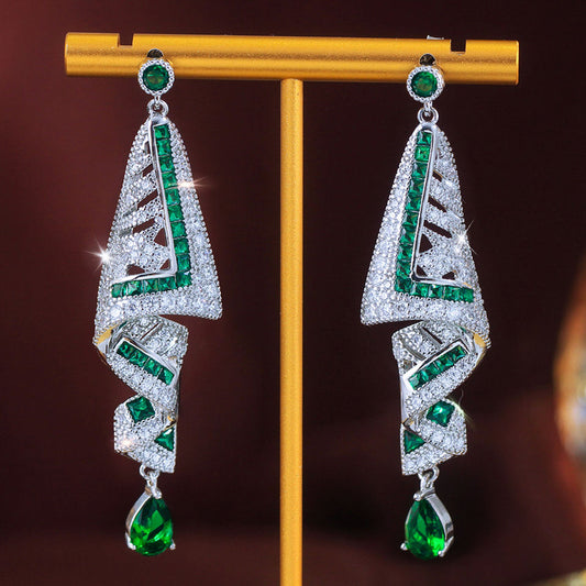 Verelle Geometric Emerald Drop Earrings