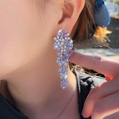 Amethysta Floral Crystal Drop Earrings