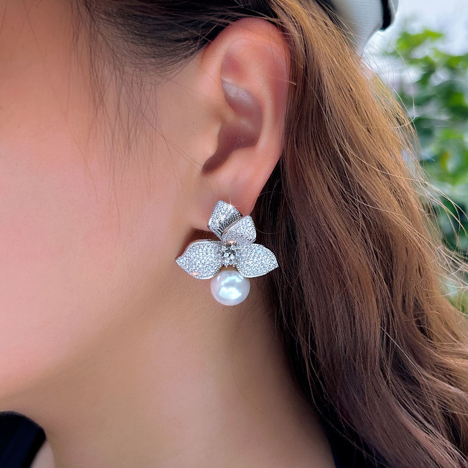 Florence Bloom Pearl Drop Earrings