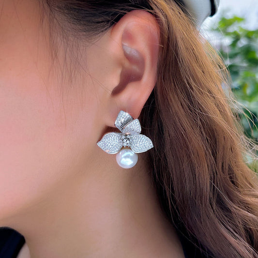 Florence Bloom Pearl Drop Earrings