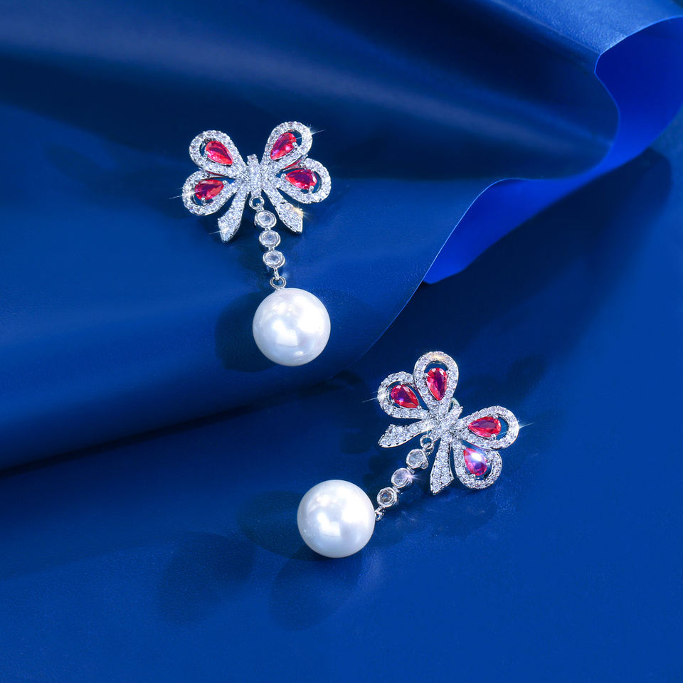 Rosine Butterfly Bow Pearl Earrings