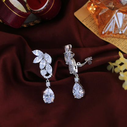 Elise Crystal Water Drop Clip-On Earrings