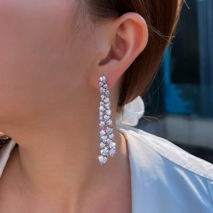 Alina White Heart Crystal Drop Earrings