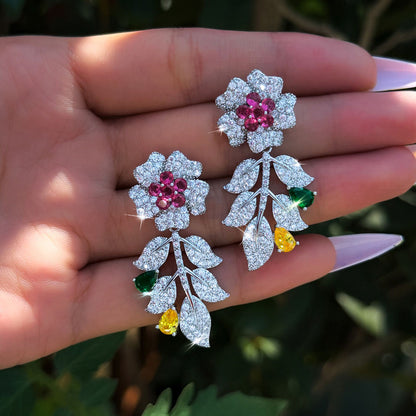 Roselle Pavé Floral Drop Earrings