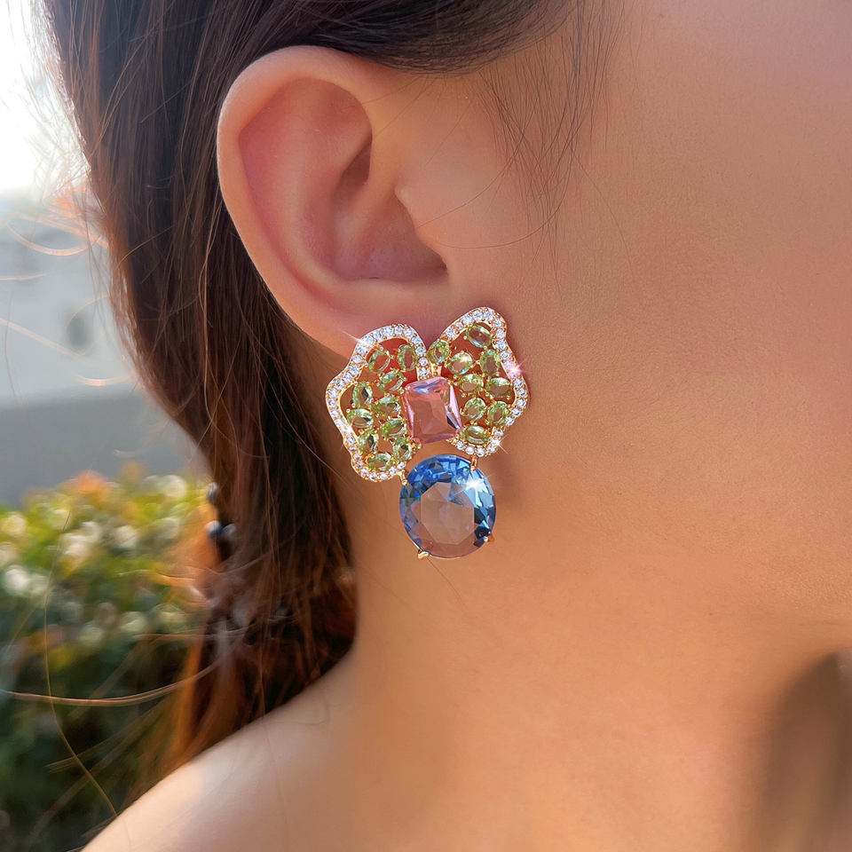 Fiorella Crystal Bow Drop Earrings