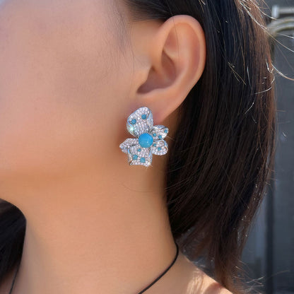 Azura Pavé Floral Drop Earrings