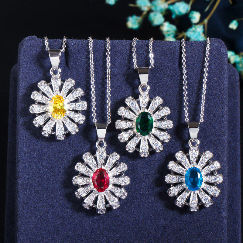 Sunflower Crystal Necklace, Earrings & Ring Set