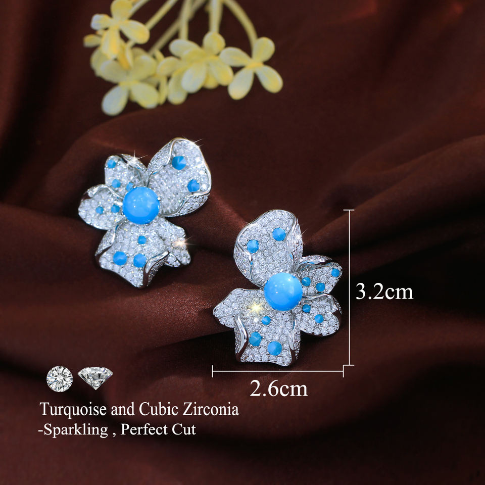 Azura Pavé Floral Drop Earrings