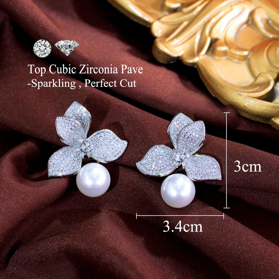 Florence Bloom Pearl Drop Earrings