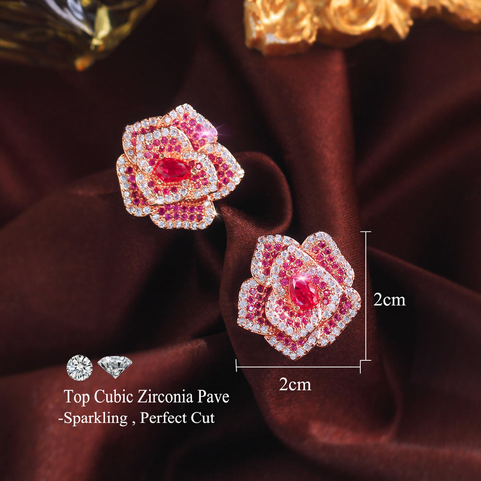 Rosara Pavé Rose Stud Earrings