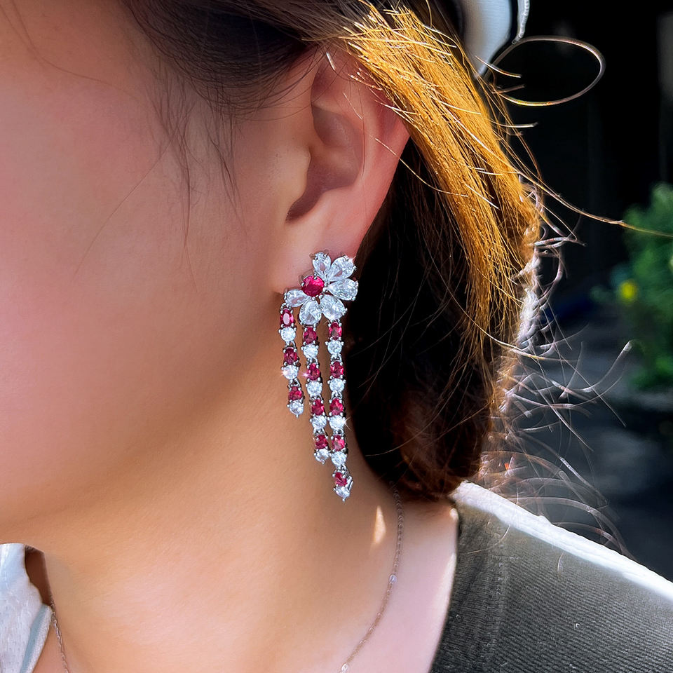 Amarena Crystal Tassel Earrings