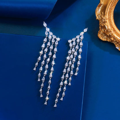 Marielle White Tassel Bridal Earrings