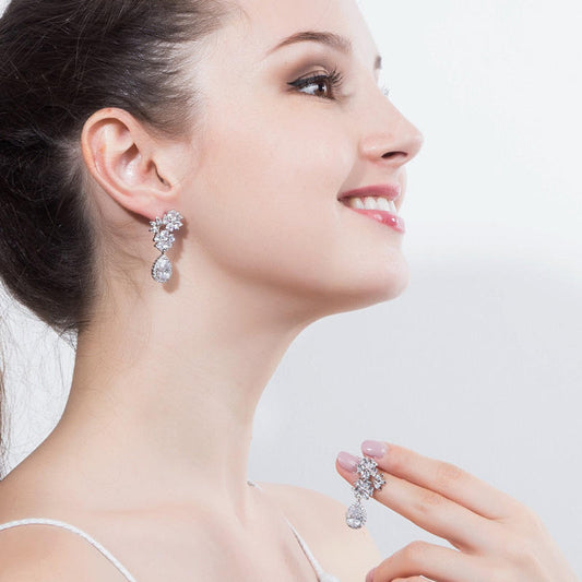Clarette Bridal Flower Clip-On Earrings