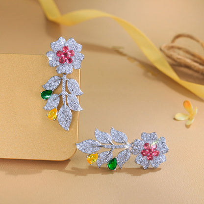 Roselle Pavé Floral Drop Earrings