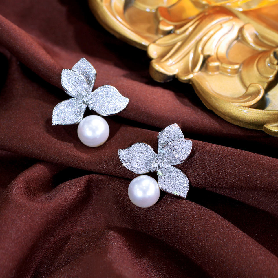 Florence Bloom Pearl Drop Earrings