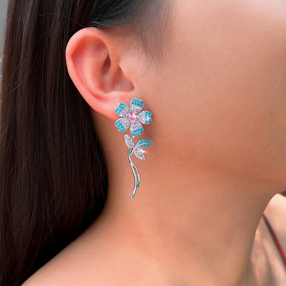 Turchesa Pink Heart Floral Earrings