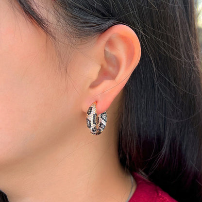 Serpentina Black White Hoop Earrings