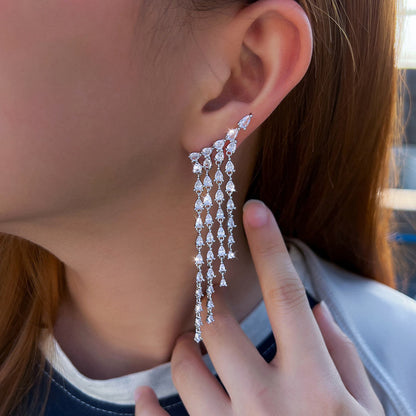 Marielle White Tassel Bridal Earrings