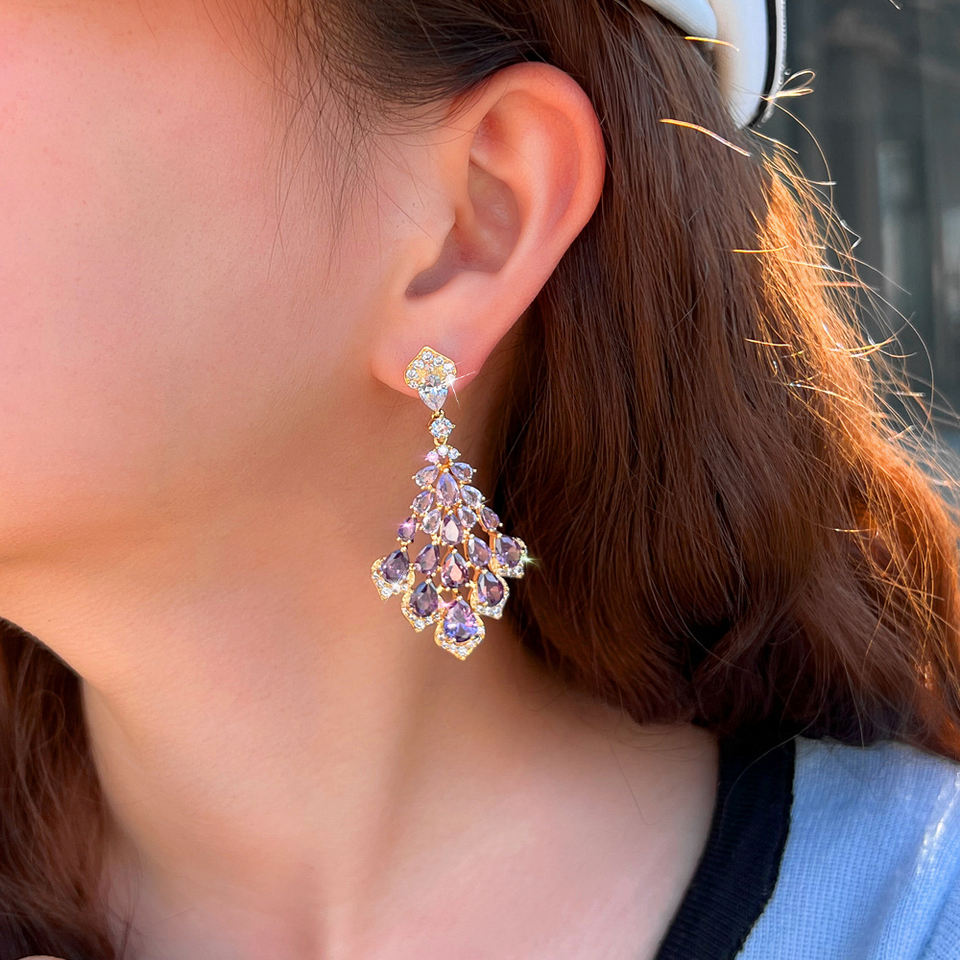 Violetta Purple Crystal Drop Earrings