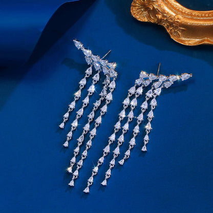 Marielle White Tassel Bridal Earrings