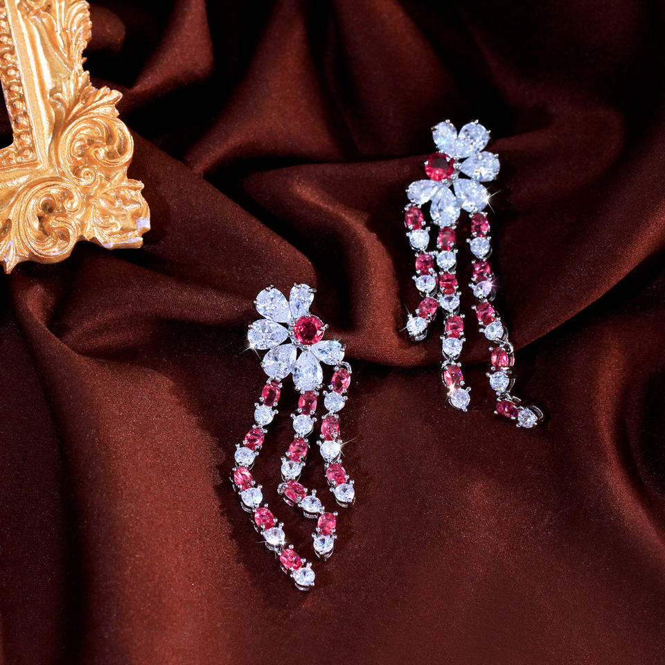 Amarena Crystal Tassel Earrings