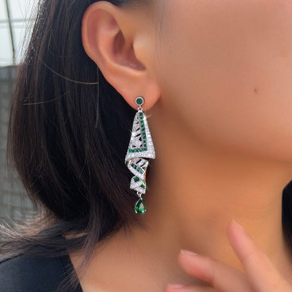 Verelle Geometric Emerald Drop Earrings